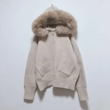 니트 후드티 자켓 후드 퍼 풀 집업 긴팔 M