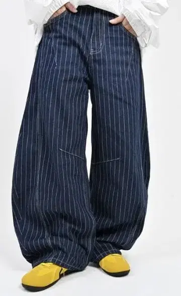 L2091 L 네이비 스트라이프 벌룬 데님 지저인 ONLINE