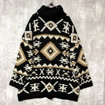 ZARA 하이넥 오버 사이즈 네이티브 무늬 오르테가 무늬 아메카지 니트