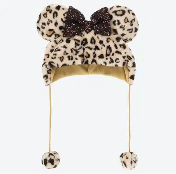 디즈니 미니 팬캡 레오파드 무늬 브라운