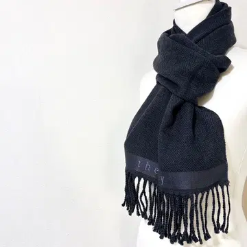 띠어리 로고 머플러 울 혼방 실크 프린지 그레이