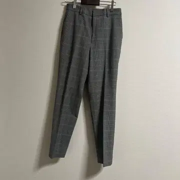 구제 의류 그레이 체크 무늬 슬림핏 팬츠