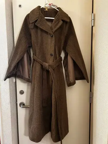 브라운 울풍 롱 코트 벨트 포함