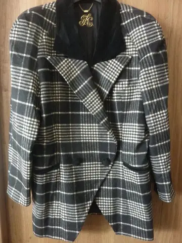 이타리야 체크 무늬 빈티지 자켓 L