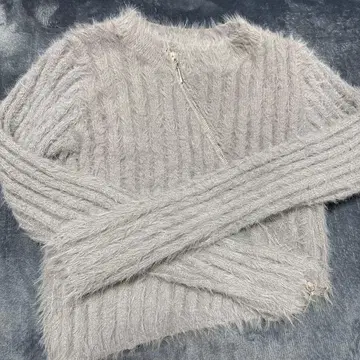 me+em select 더블 지퍼 샤기 리브 니트 가디건