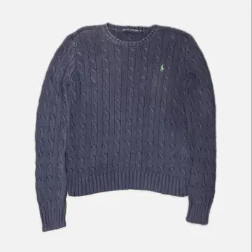 랄프 로렌 원 포인트 자수 포니 네이비 케이블 니트 스웨터