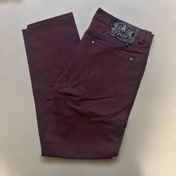 버건디 슬림핏 팬츠