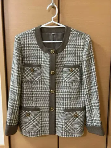쇼와 레트로 노카라 트위드 체크 자켓