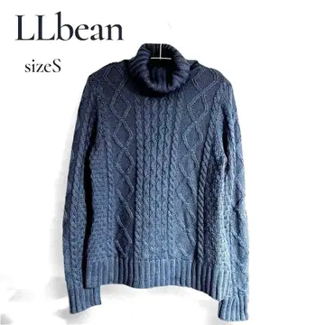 LLbean 블루 터틀넥 케이블 니트 스웨터 S
