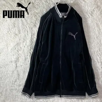 새상품급 푸마 트랙 자켓 벨로아 자수 로고 네이비 블랙 XO 2XL