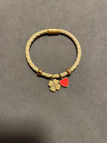 폴리폴리 가죽 클로버&하트 팔찌 [미사용품]