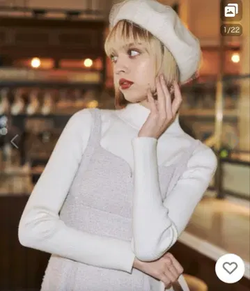 [택 포함 새상품] 미니 보틀넥 리브 니트