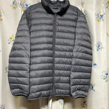 빅 사이즈 2L 그레이 퀼팅 다운 자켓