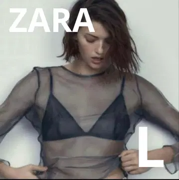 택 포함 ZARA 프리미엄 시스루 블라우스 L 사이즈 튤 이너