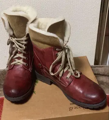 호킨스 레드 레이스업 부츠 39/24.5CM