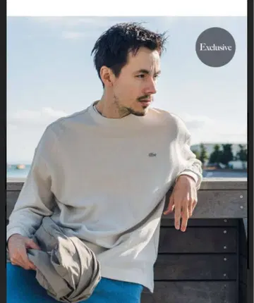 LACOSTE 베이지 메쉬 긴팔 스웨터