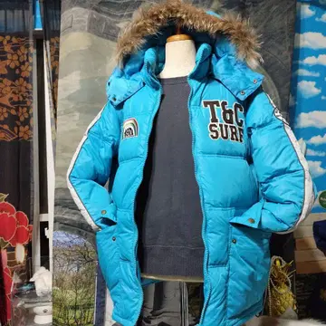 T&C surf 다운 코트 스카이블루 여성용 후드 부착