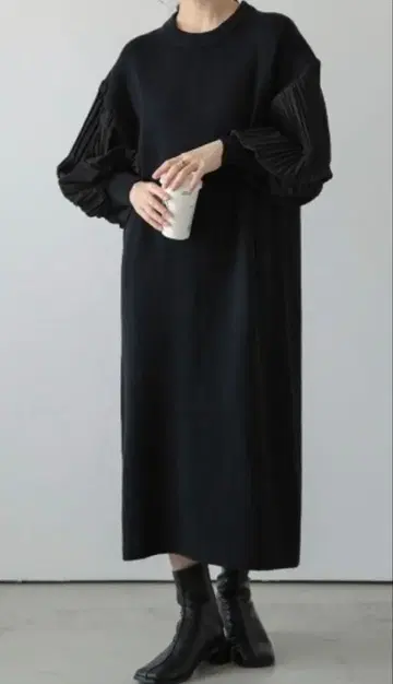 택 포함 새상품 니트 원피스 벌룬 슬리브 긴팔