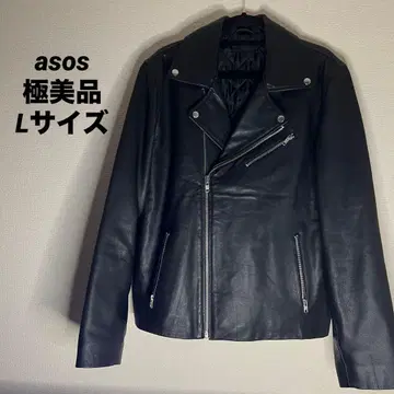 [ 새상품급 ] asos 천연 가죽 더블 라이더 자켓