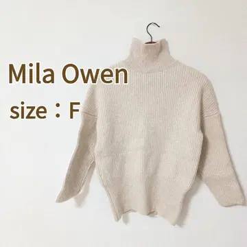 [ Mila Owen ] 밀라오웬 울 베이지 하이넥 스웨터 니트