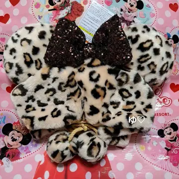 디즈니 팬캡 미니 레오파드 무늬 브라운 택 포함 새상품