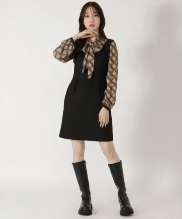 REDYAZEL 하운드투스 체크 트위드 지퍼 미니 점프스커트