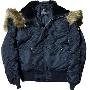 ALPHA 에코 퍼 모델 N-2B 짧은 기장 플라이트 자켓 L 블랙