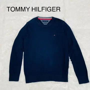 타미힐피거 네이비 스웨터 M 얇은 소재 남성용 코튼 원포인트