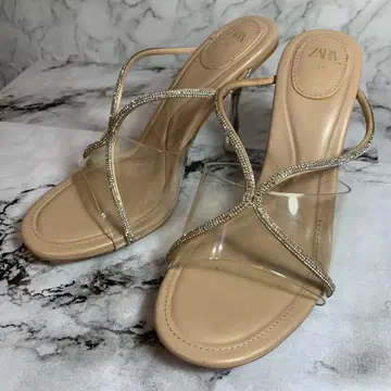 ZARA 클리어 반짝이 비쥬 샌들 23.5cm