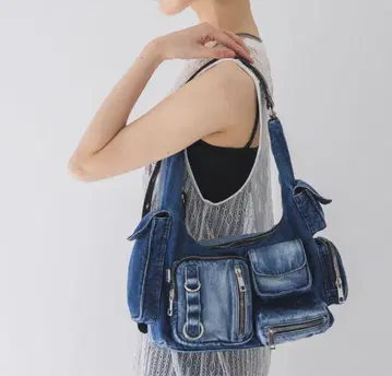 jeanasis 멀티 포켓 데님 원 숄더