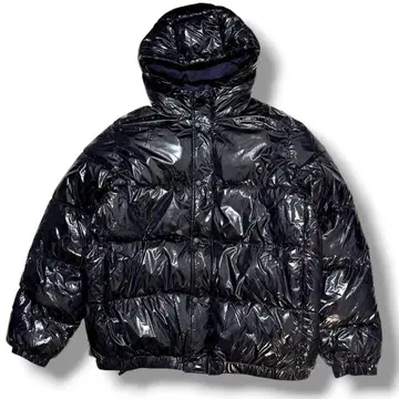 ZARA 광택 에나멜 다운 자켓 네이비 L 사이즈 y2k