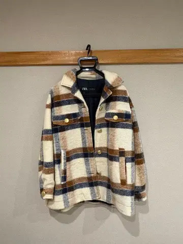 체크 무늬 플리스 자켓