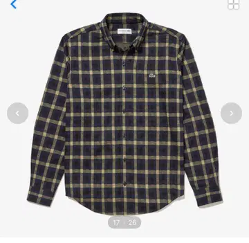 LACOSTE 체크 저리 셔츠 네이비 XL