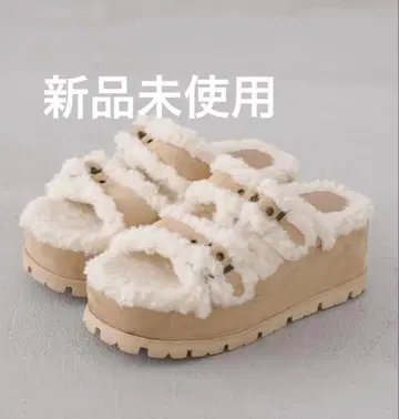 Darich 페이크 무스탕 벨트 슬립온 아이보리 S