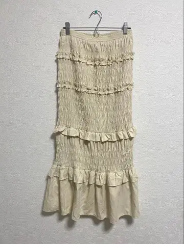 프릴 셔링 스커트 롱 스커트 로리즈팜