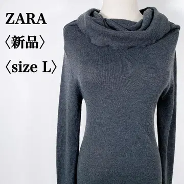 [ 새상품 택 포함 ] 자라 차콜 그레이 울 블렌드 카울넥 긴팔 니트