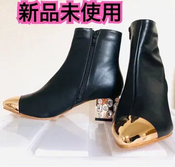 부티 숏부츠 비쥬 반짝이는 스톤 블랙 검정 가죽