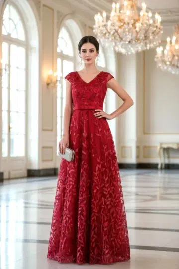 미사용 새상품 와인 레드 롱 드레스 지퍼식 연주회 파티 드레스