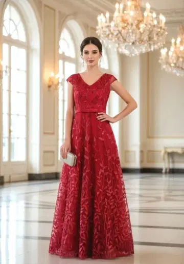 미사용 새상품 와인 레드 롱 드레스 지퍼식 연주회 파티 드레스