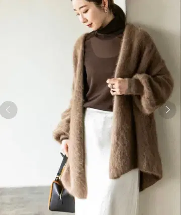 새상품급! noble 퍼 니트 퍼프 가디건 카멜