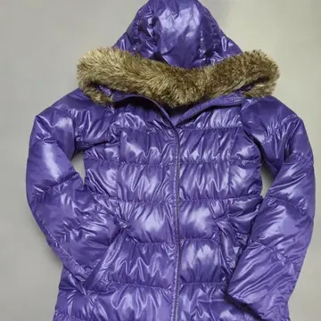 [새상품급] UNIQLO 보라색 퍼 달린 여성용 다운 자켓