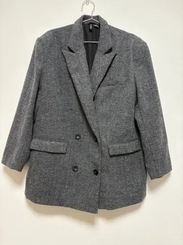 그레이 더블 브레스트 테일러드 자켓 빅 실루엣