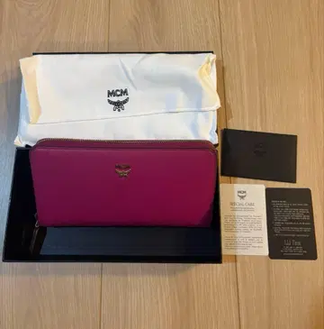 MCM 핑크 장지갑 상자 수납 가방 포함