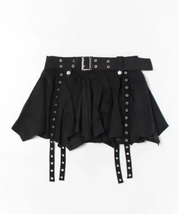 jouetie 블랙 비대칭 밑단 벨티드 미니 스커트 블랙 M