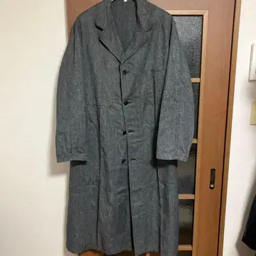 50s 프렌치 워크 블랙 샴브레이 아틀리에 코트 데드스탁 46