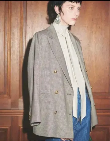 Mila Owen 체크 더블 블레이저 재킷