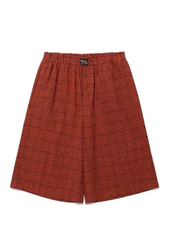 NICE GHOST CLUB 오렌지 체크 하프 팬츠 한국