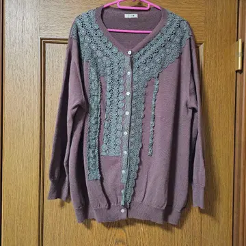 후아이 레이스 장식 긴팔 가디건