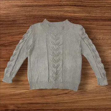 그레이 긴팔 니트 스웨터 레이스 짜임