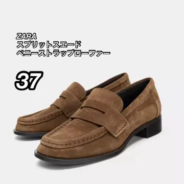 ZARA 스플릿 스웨이드 페니 스트랩 로퍼 37